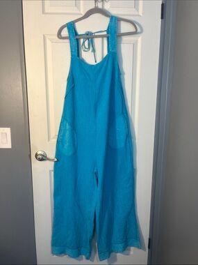 Zenana Outfitters Bright Teal Wide-Leg Jumpsuit - NWOT
